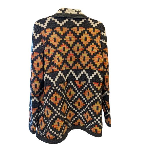 Bass Cardigan Womens Small Southwestern Open Front Boho Geometric Fall Sweater - Picture 9 of 16